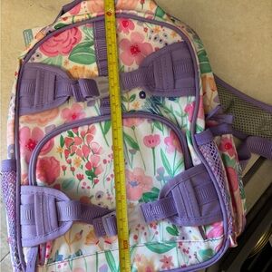 Pottery Barn Kids Floral Backpack with Purple Accents.